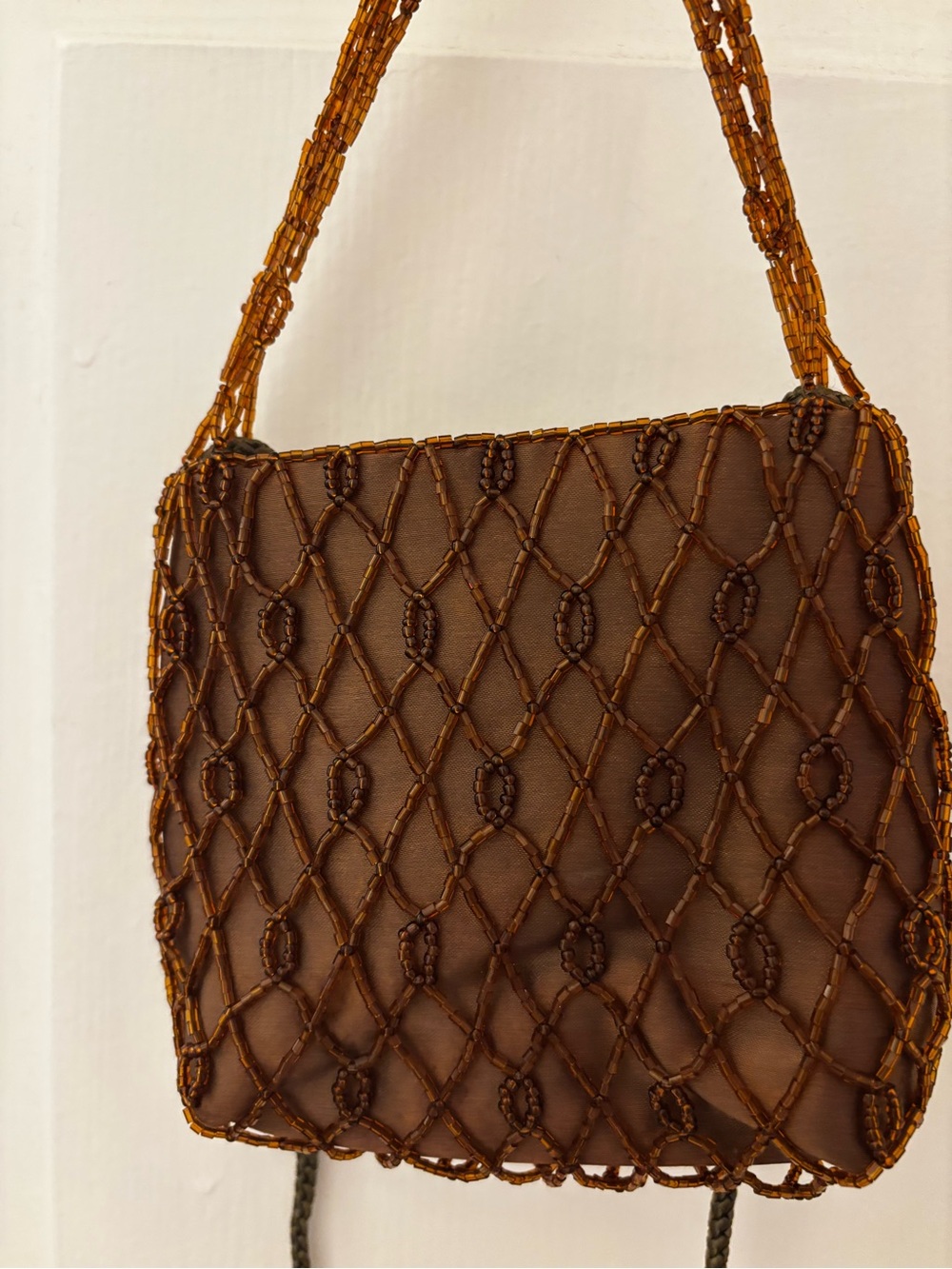 Fall Accessory La Regale Brown Beaded Mini Bag